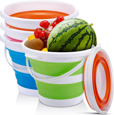 4 Cubos Plegables 5L con Asa para Hogar y Camping