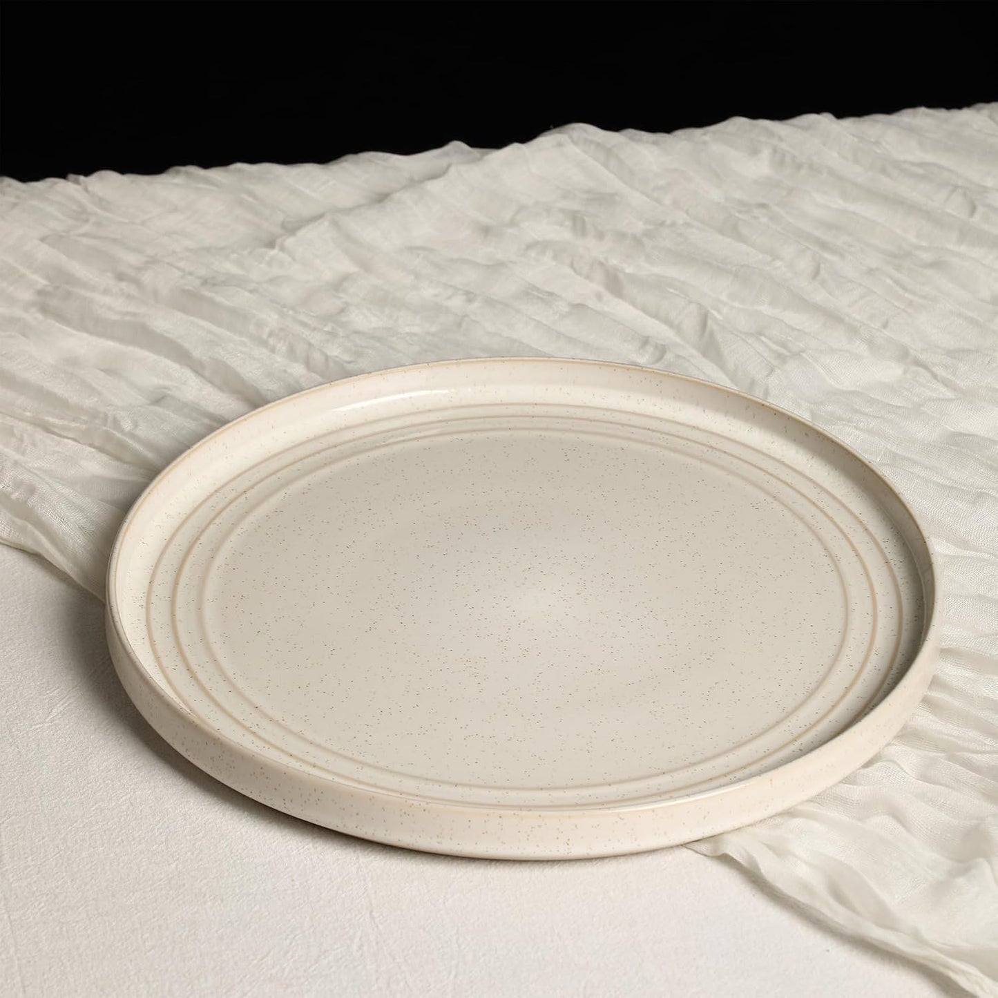 Set 4 platos llanos gres blanco apto lavavajillas