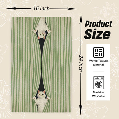 Toallas de cocina con diseño de gato a rayas verdes 16 x 24 pulgadas