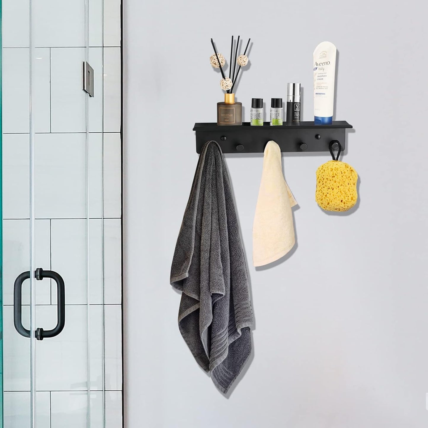 Toallero baño aluminio inox 5 ganchos colgador