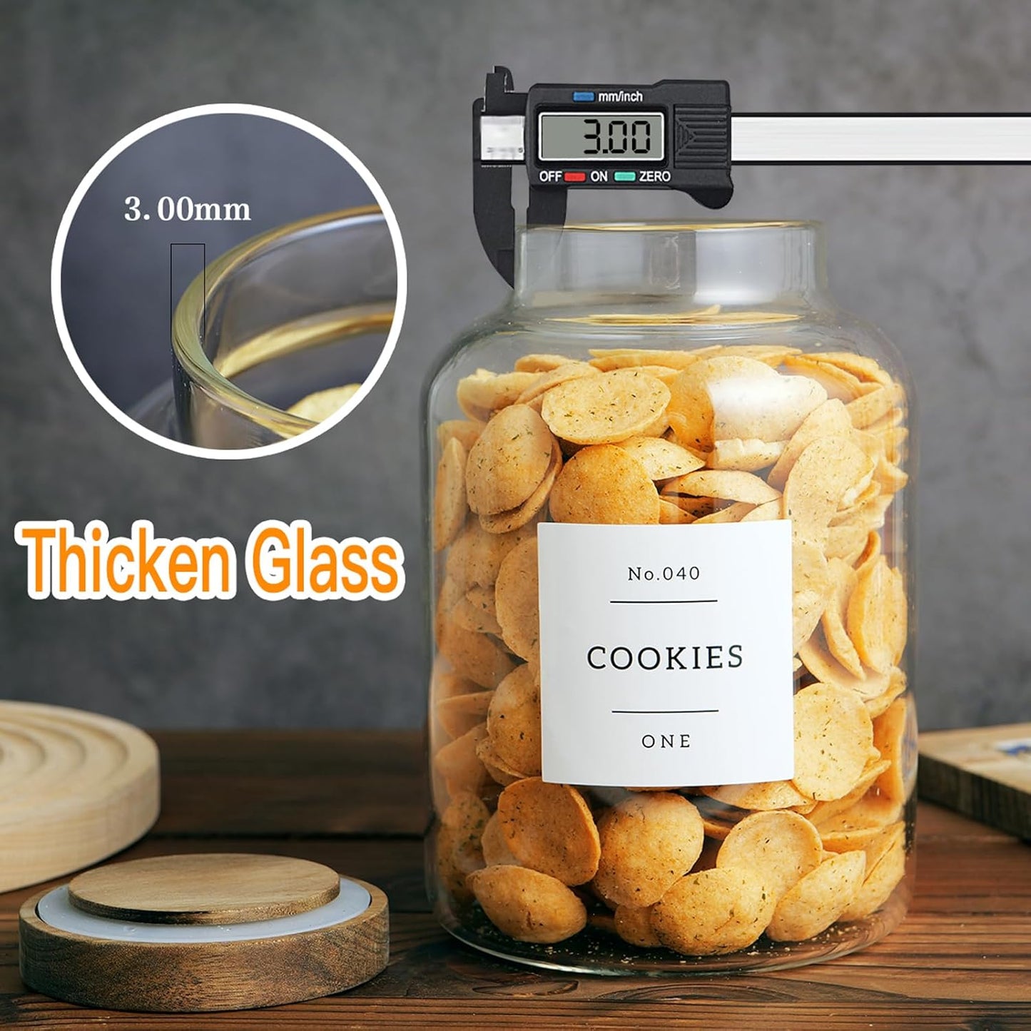 2 Tarros Vidrio Tapa Madera 70oz Almacenamiento Harina