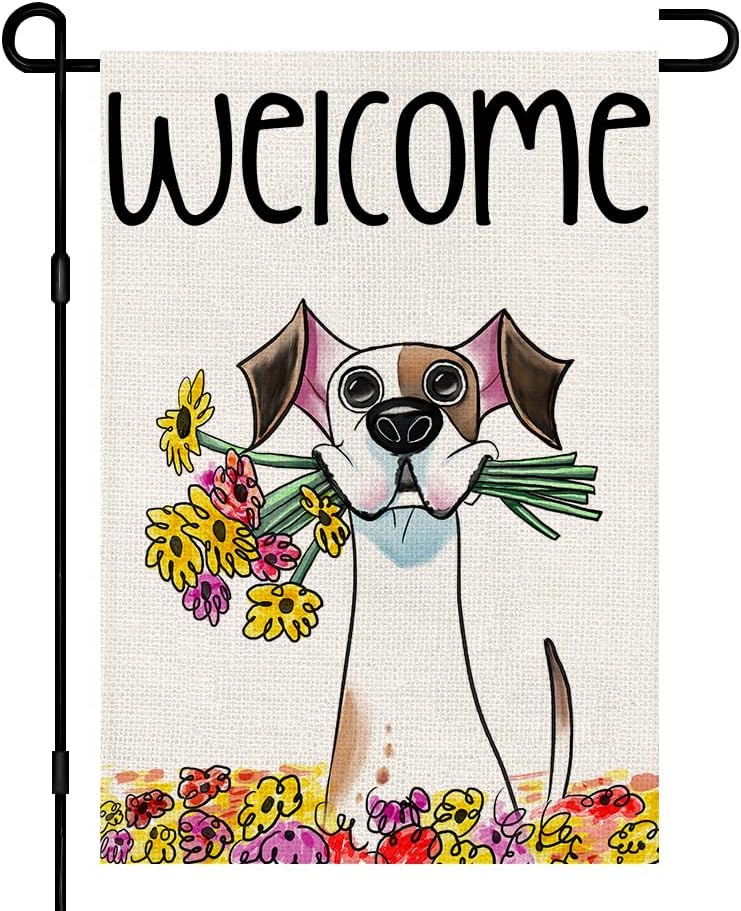 Bandera jardín flores primavera 12x18" doble cara