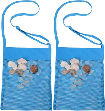 Bolsas malla con bolsillo concha marina set 2 azul bebé