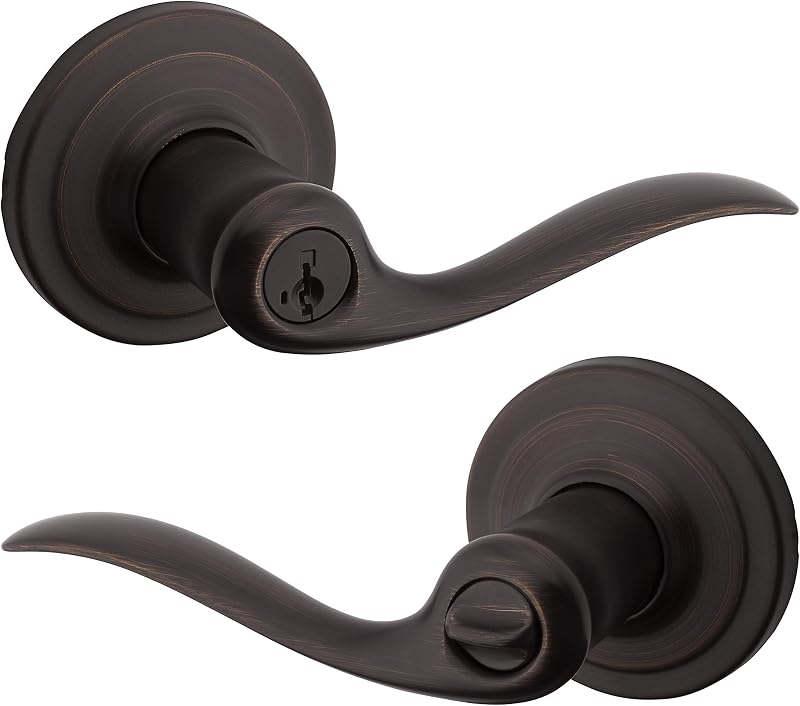 Manija puerta con cerradura llave bronce veneciano Smartkey