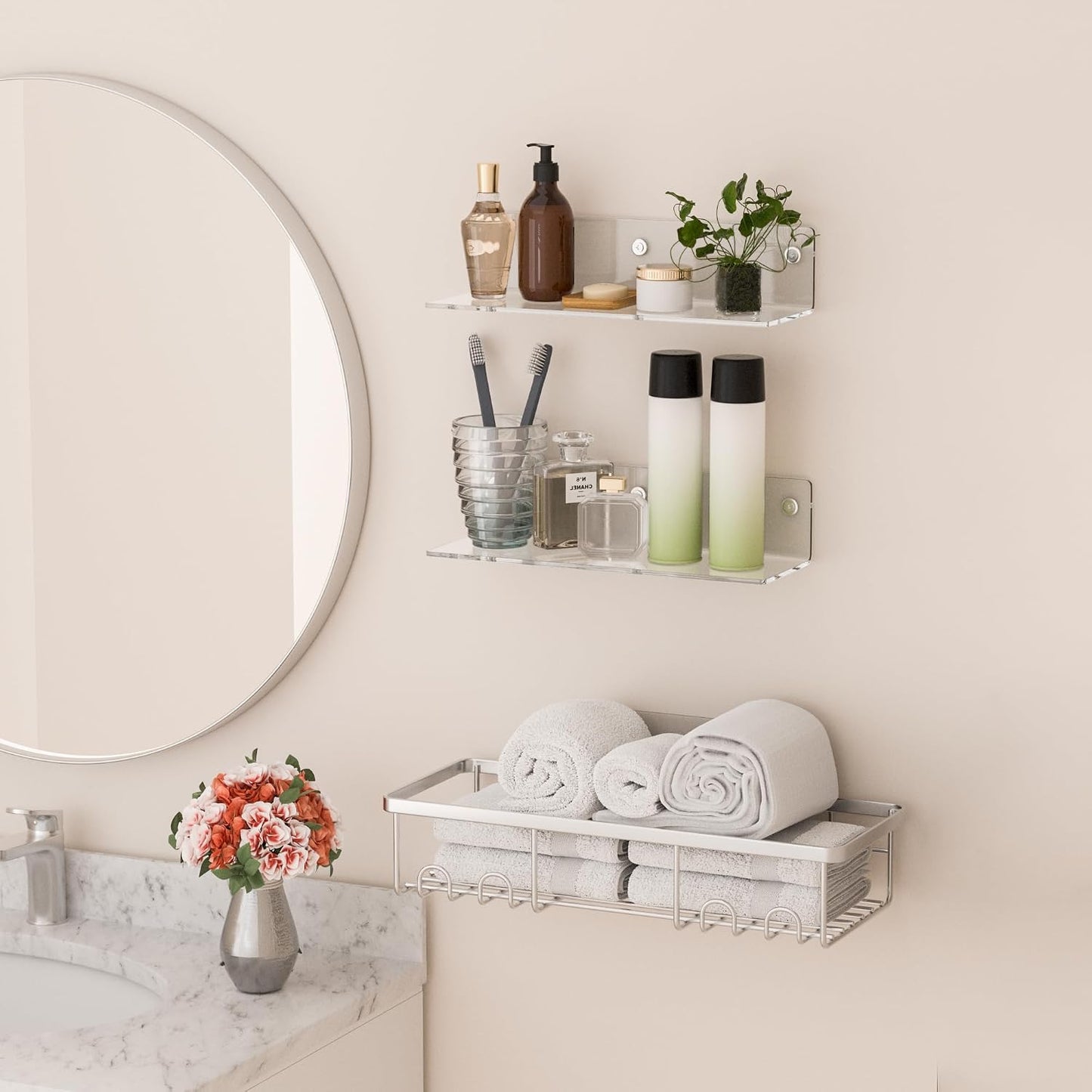 Estantes flotantes acrílicos 12" baño dormitorio