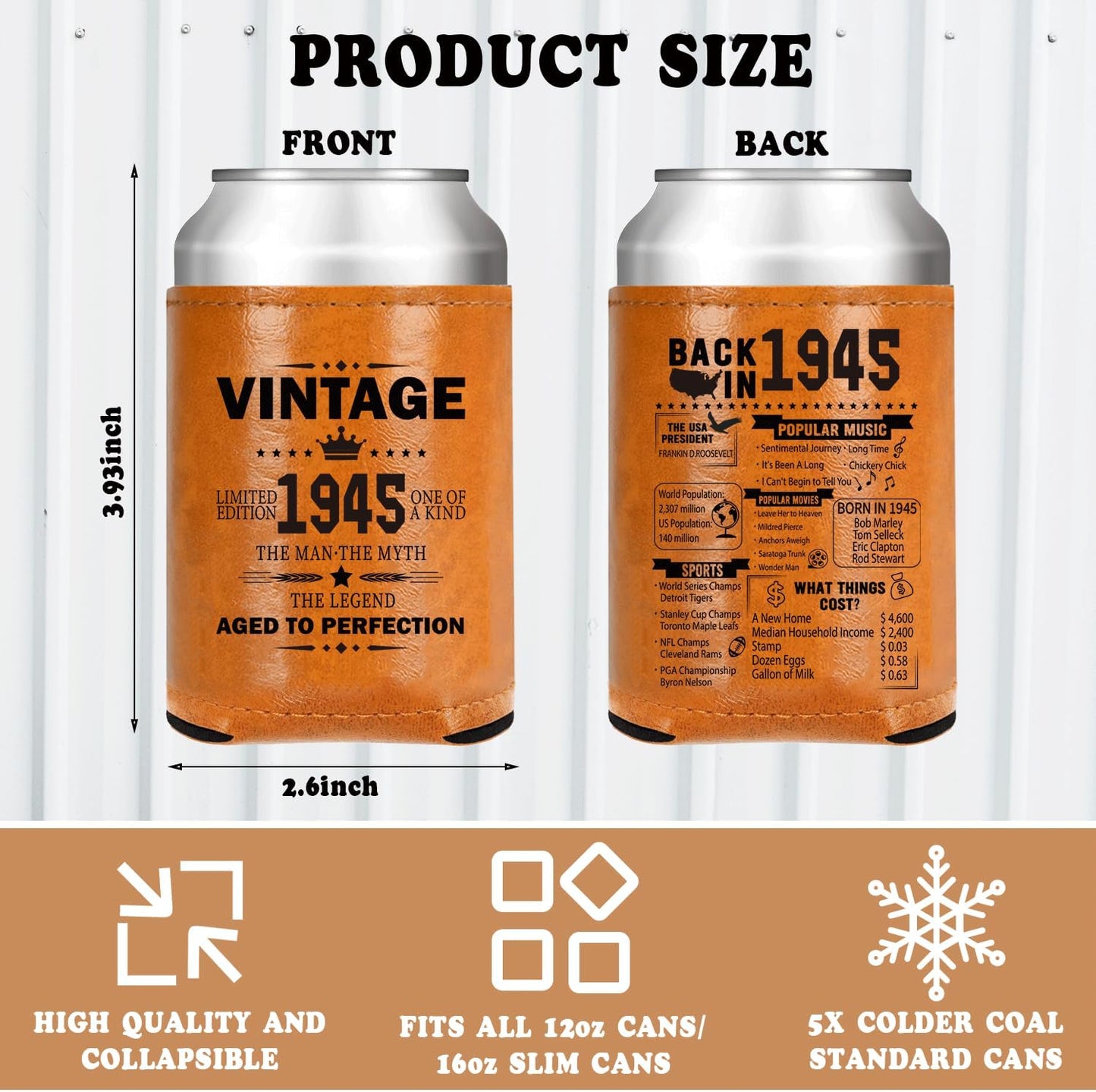 Enfriador latas cuero vintage regalo para papá 80 años