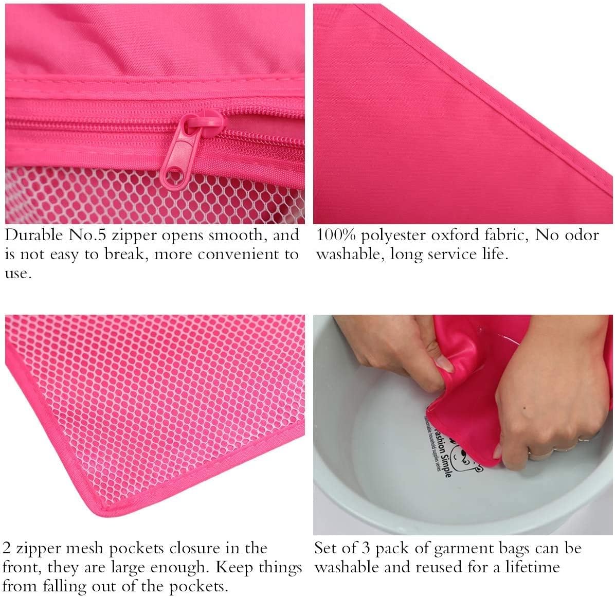 Bolsa plegable 36" baile set 3 rosa con malla y ventana