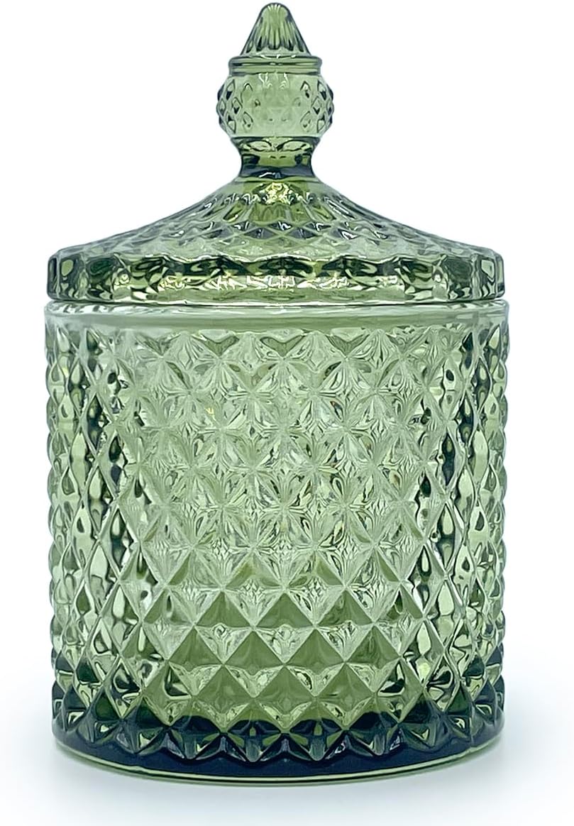 Tarro cristal con tapa decorativo Navidad verde oliva