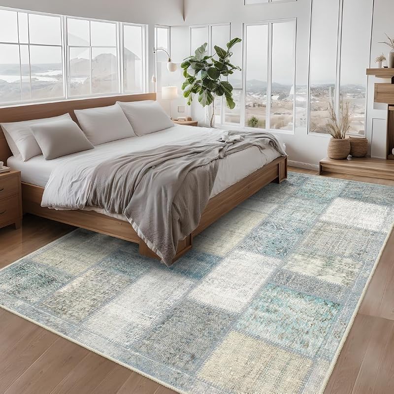 Alfombra geométrica 6x9ft lavable antiderrap