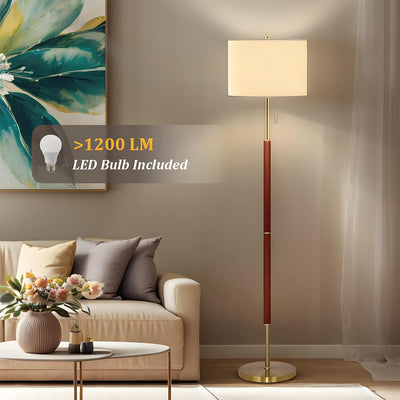 Lámpara pie nogal dorado 62pulg moderna 1200lm regulable