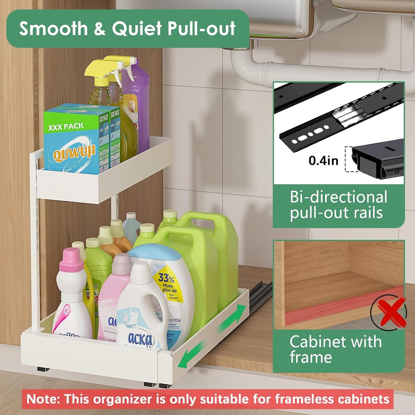 Organiz. cocina baño lavandería 2 niveles ajustable blanco