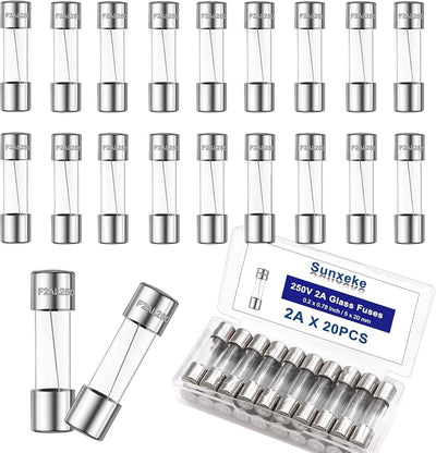 20 fusibles vidrio 2A 250V 5x20mm