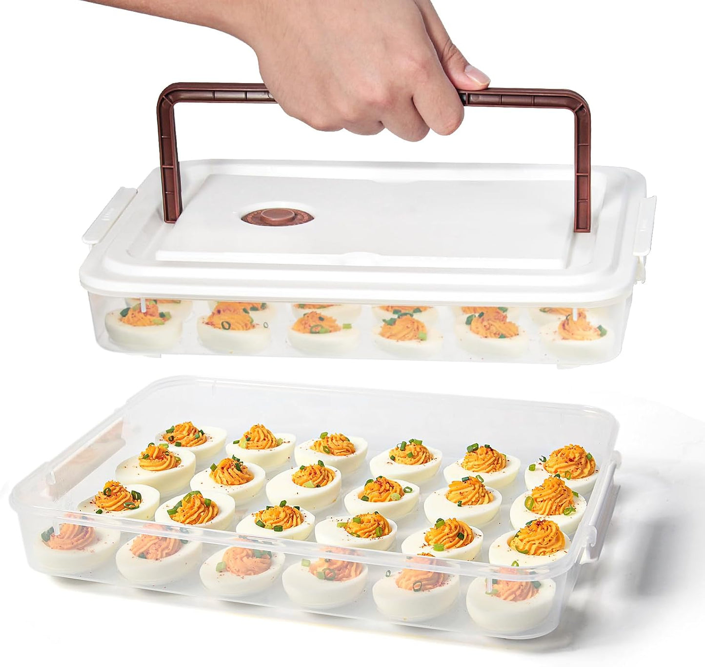 Recipientes huevos 2 bandejas plástico 48 huevos transparente