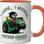Taza Cerámica Corto Corte Césped Dibujo Naranja/Blanco