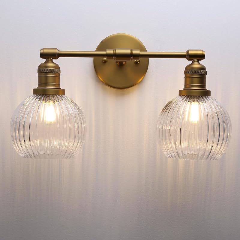 Aplique pared doble brazo vidrio pantalla globo rayas 2