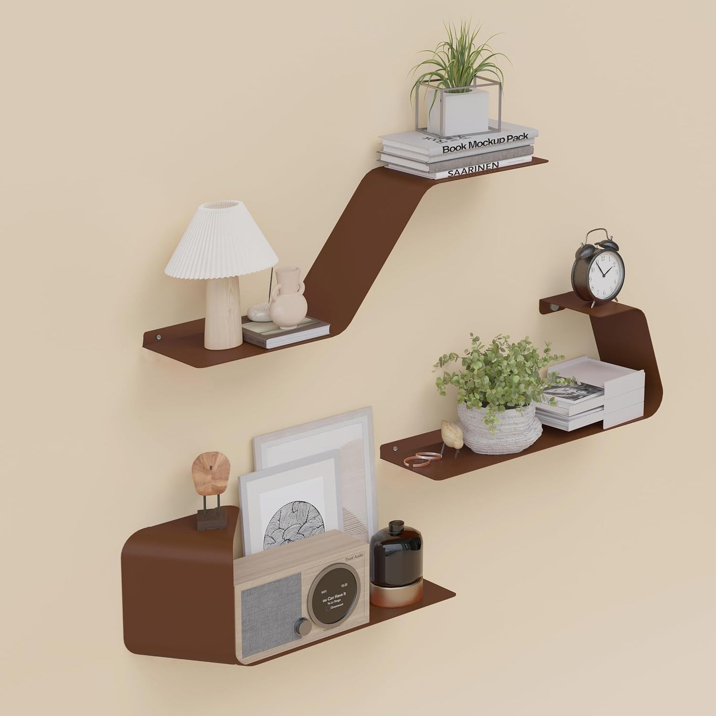 3 Pzas Estante Metal Flotante para Baño Dormitorio