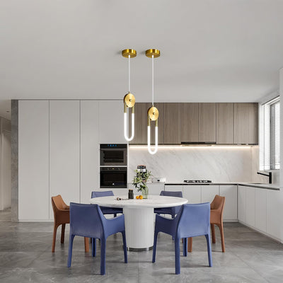 Lámpara colgante LED dorada ajustable para cocina y sala