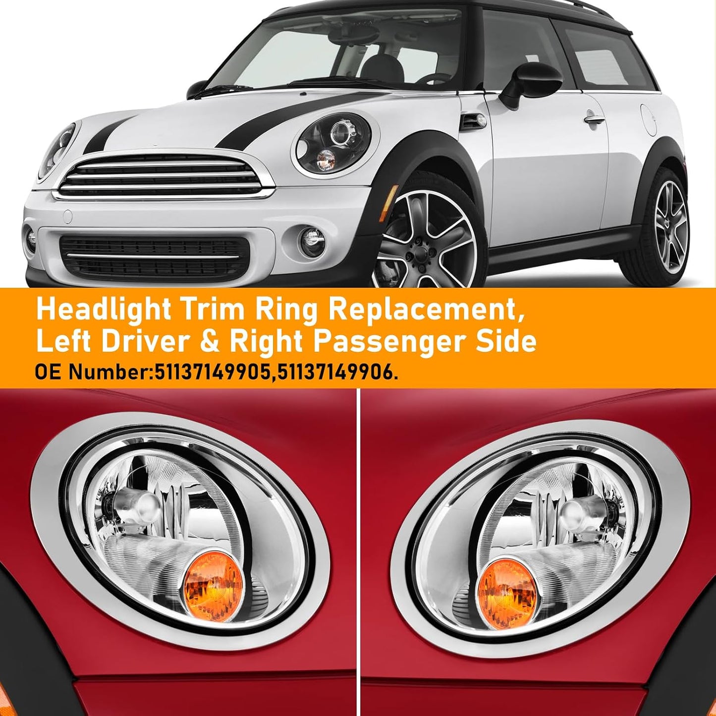 Anillo faro MINI Cooper 07-13 cromado 1 par