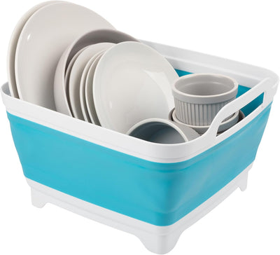 Lavabo plegable 9L con drenaje plástico camping azul