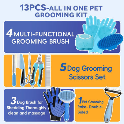 Kit cepillo baño perros gatos con cortaúñas y lima