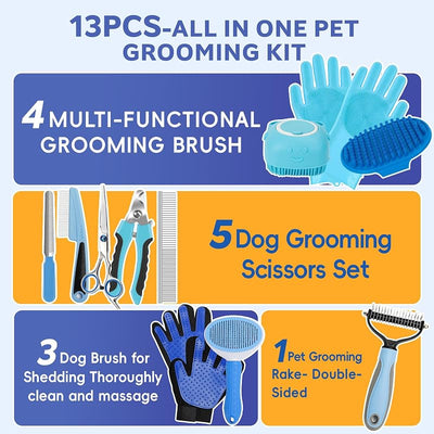 Kit cepillo baño perros gatos con cortaúñas y lima