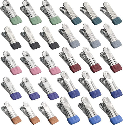 50 Alfileres Ropa Acero Inox 10 Colores para Colgar y Sellar