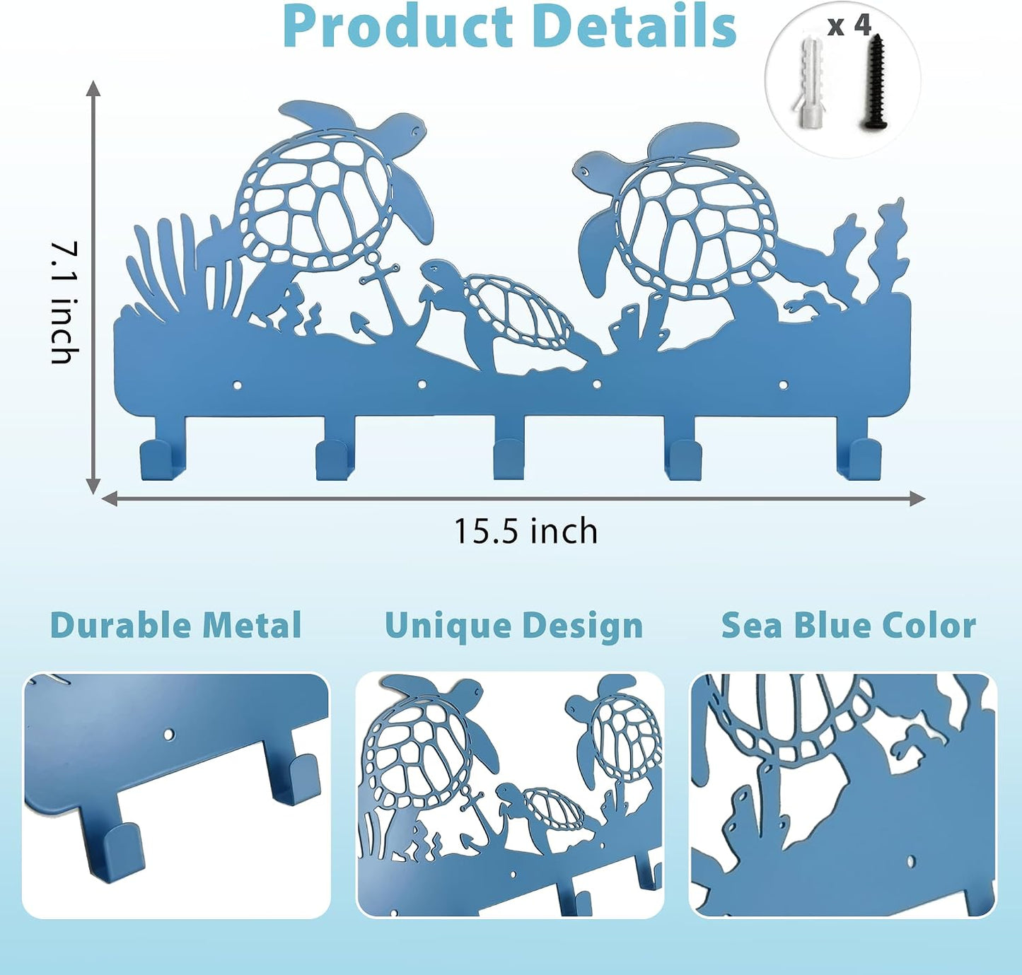 Ganchos para abrigos temática marina decoración hogar