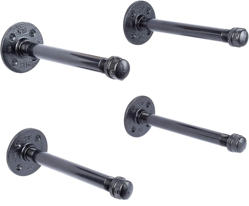 Set 4 soportes acero industrial para estantes pared 8in