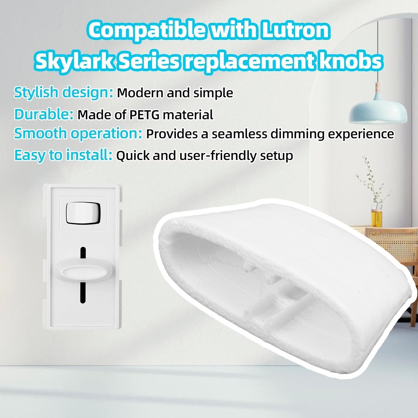 8 Pomos Interruptor Atenuación Universal para Lutron Skylark