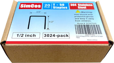 Grapas T/50 acero inox 304 3/8pulg 3024uds comp