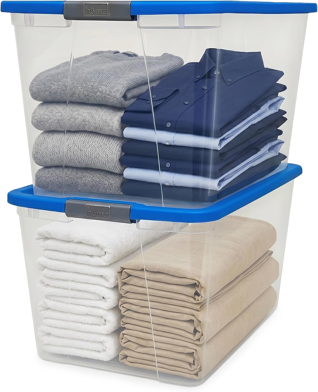 Compartimiento almacenamiento transparente X Large 64qt set 2 Azul