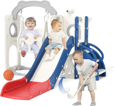 Set tobogán y columpio 8en1 para niños 1-3 años color azul