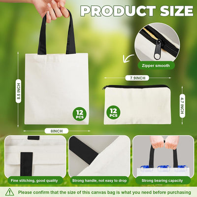 Set 24 Pzas Bolsas Lona Tote Pequeñas Negro