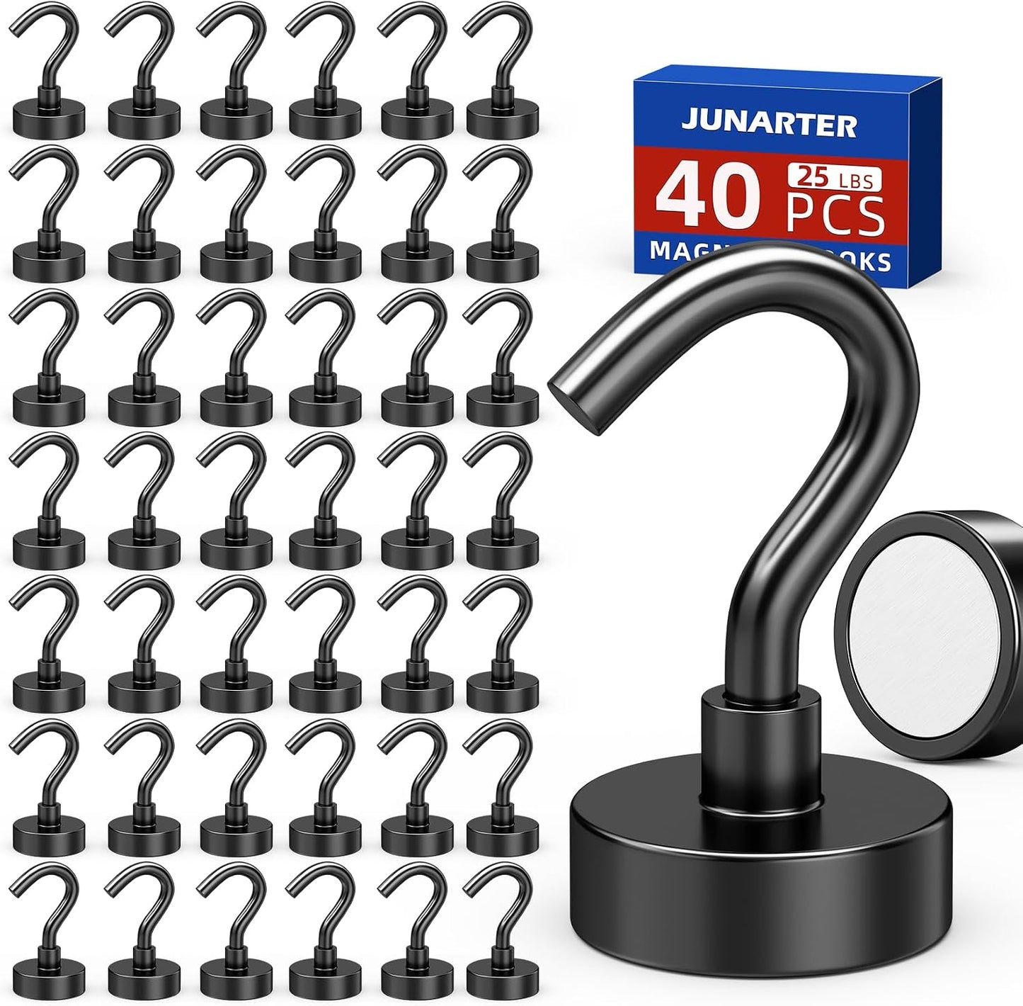 Ganchos magnéticos negros 25lb pack 40