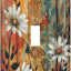 Placa interruptor madera vintage con flores y mariposas