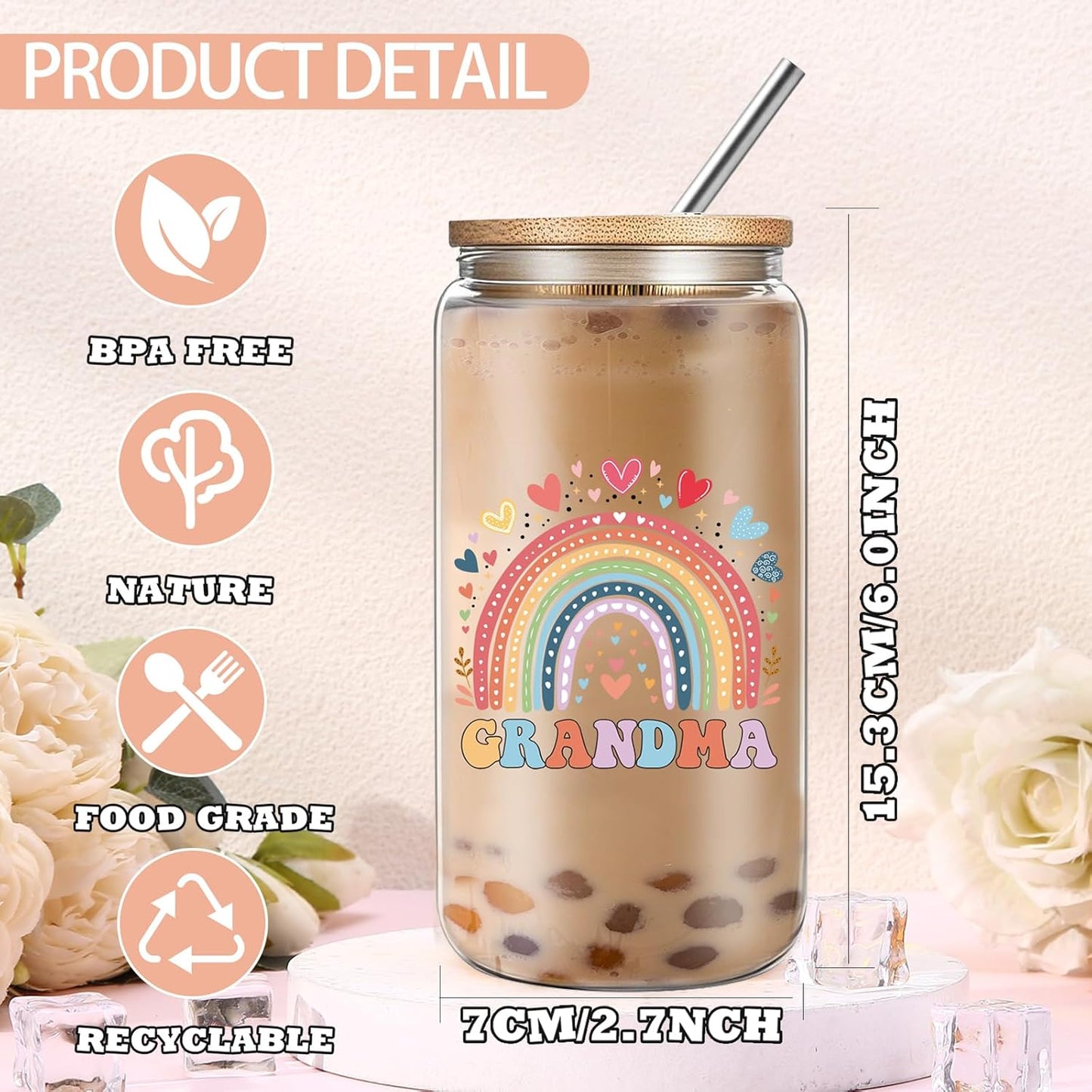 Juego regalo para abuela con taza vidrio 16oz