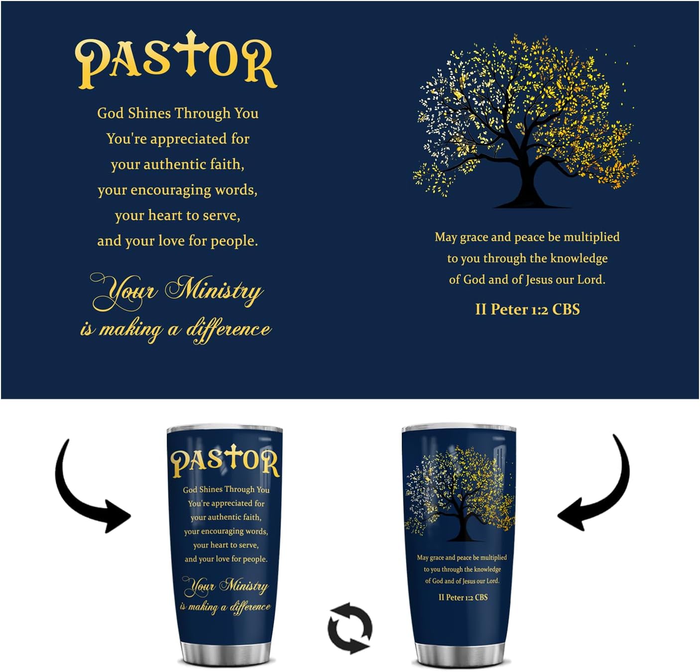 Vaso 20oz regalo pastoral bautismo cristiano