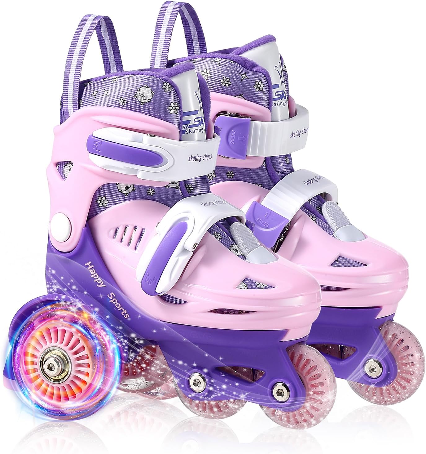 Patines niños 3-8 años ruedas iluminadas equilibrio 3 puntos