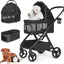 Cochecito mascotas 3en1 plegable 55lb negro ruedas todo