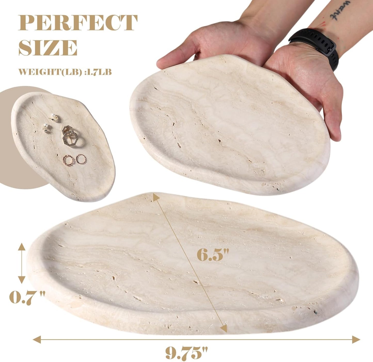 Bandeja travertino beige soporte joyas
