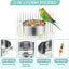 2 Cuencos Comedero Pájaros 3 Soportes Alimentos Acero Inox