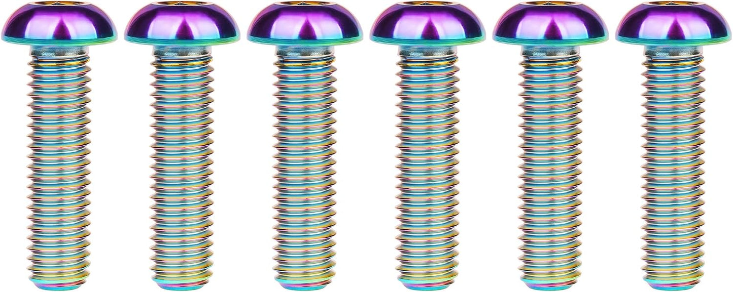 Tornillos cabeza botón titanio M6x25mm arcoíris 6 pzas