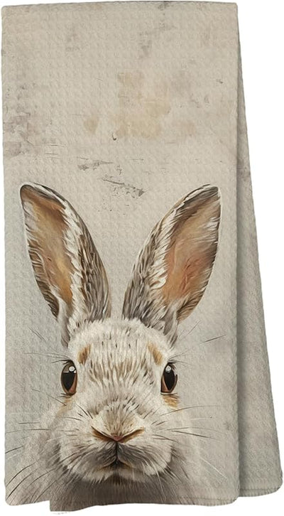 Toallas cocina y baño Pascua estampado conejos retro