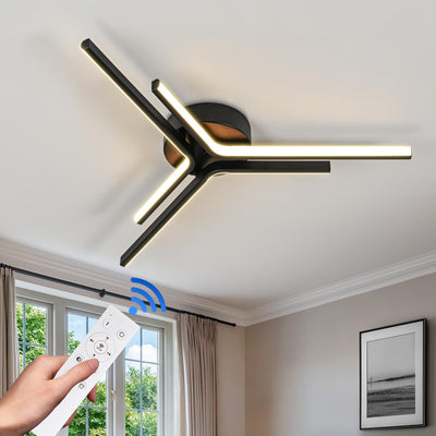 Lámpara techo Sputnik LED regulable control remoto negra