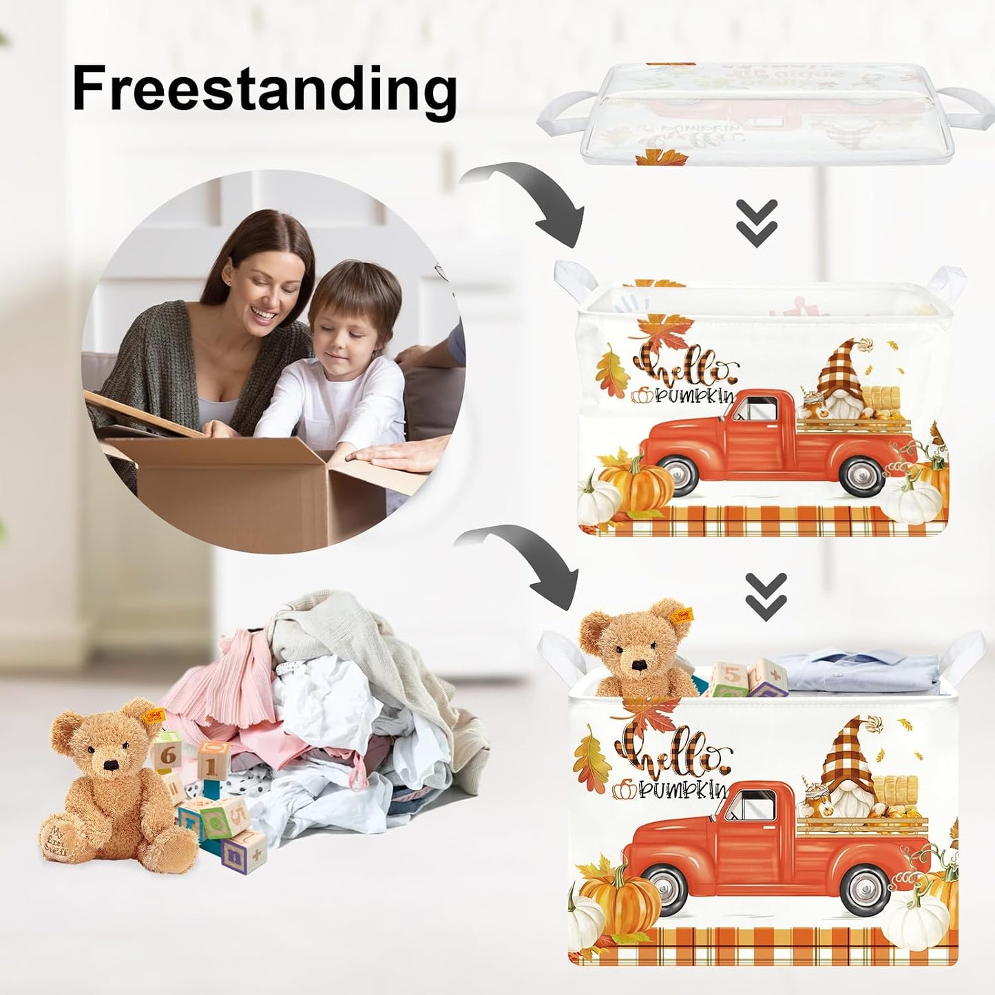 Cesta regalo rectangular plegable para ropa juguetes naranja