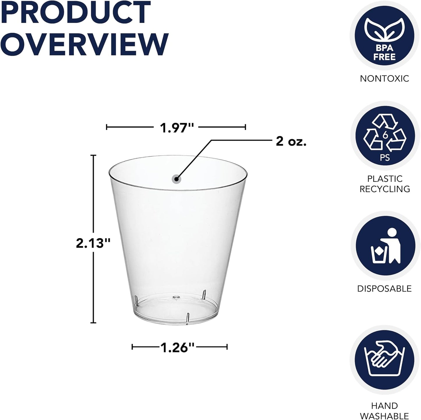 Vasos chupito 2oz plástico duro transparente