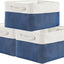 Canasta tela plegable 14x10x7" 3uds blanco y azul jean