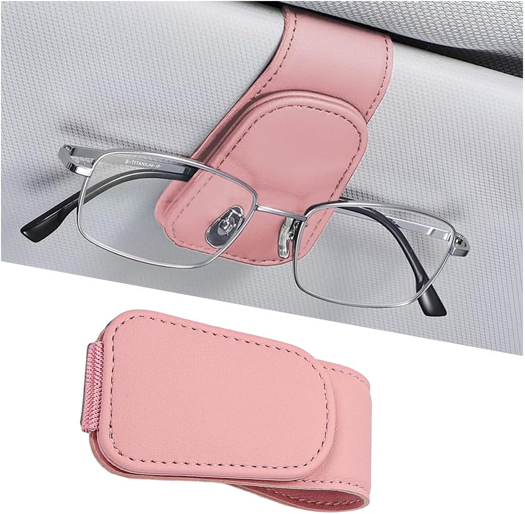 Soporte magnético anteojos sol microfibra cuero y clip boleto