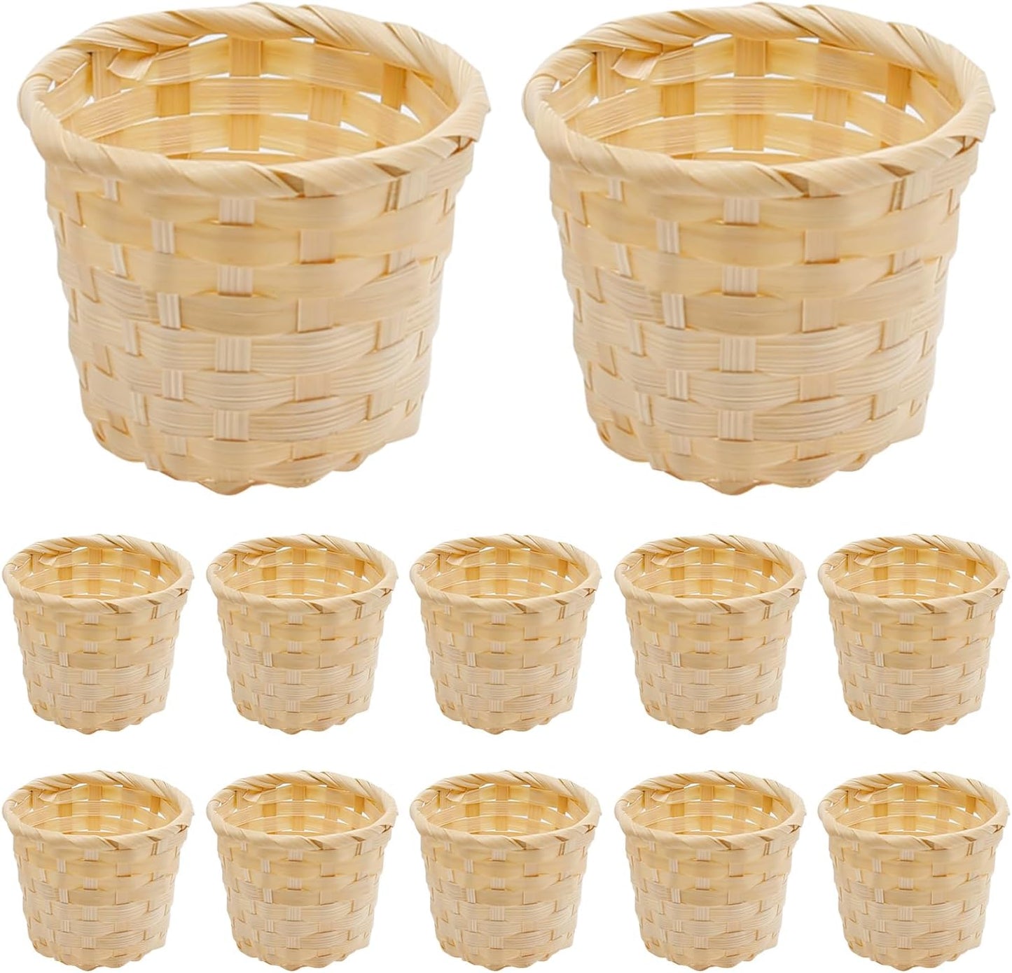 12 Cestas Bambú Tejidas 2.2x2.9" Organizadoras Hogar Oficina