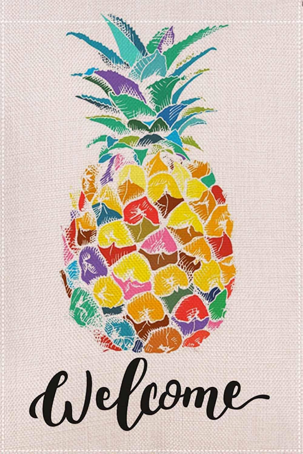 Bandera bienvenida piña 28x40" doble cara decoración patio
